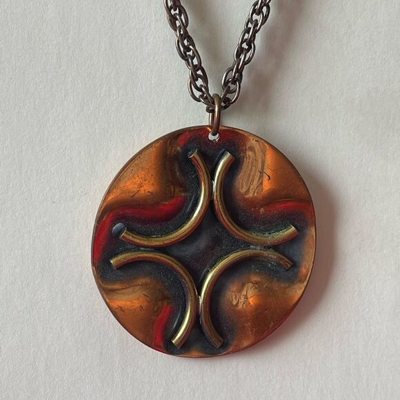 Vintage MCM‎ Retro 1960's Copper Necklace with Multi Link Chain - Picture 5 of 6